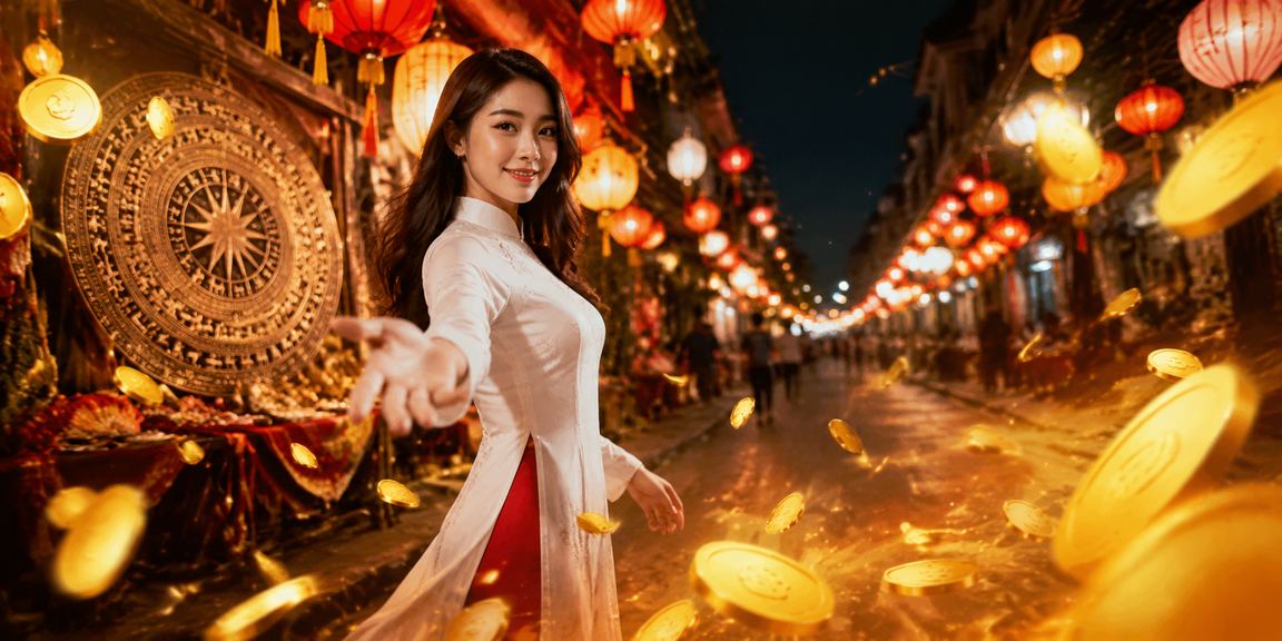 Sảnh casino đêm ở Hà Nội với ánh đèn rực rỡ